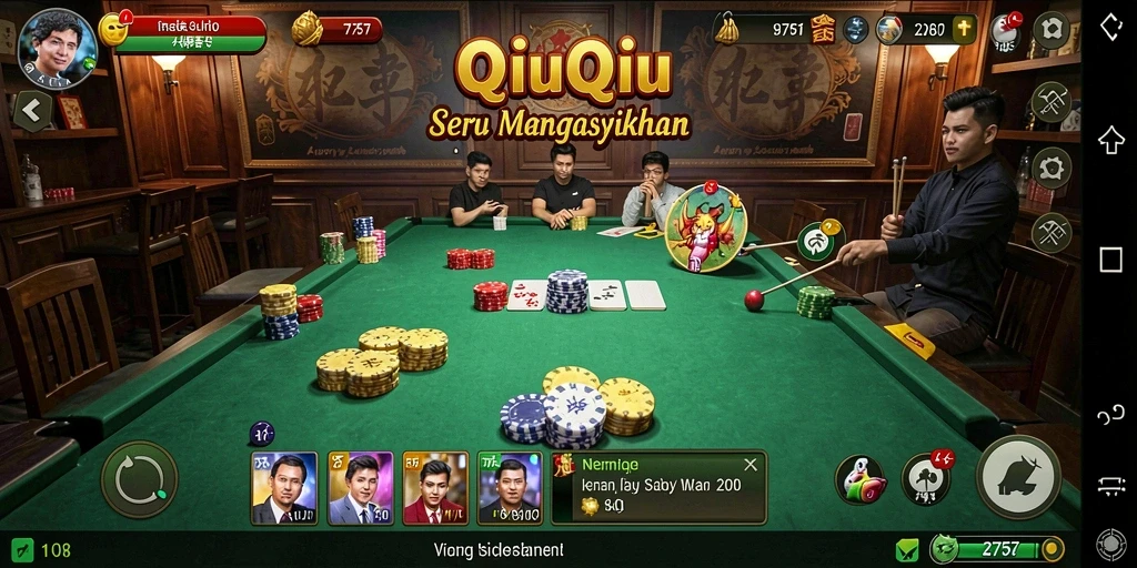 Tampilan gameplay QiuQiu yang seru dan kompetitif.
