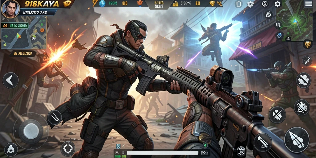 Screenshot 918KAYA menunjukkan aksi tembak-menembak yang mendebarkan.
