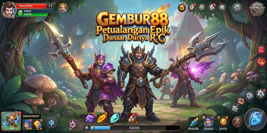 Screenshot menampilkan pertarungan seru dalam permainan RPG GEMBUR88.