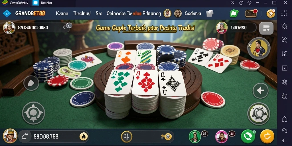 Tampilan gameplay Gaple yang seru dan interaktif di GRANDBET88.