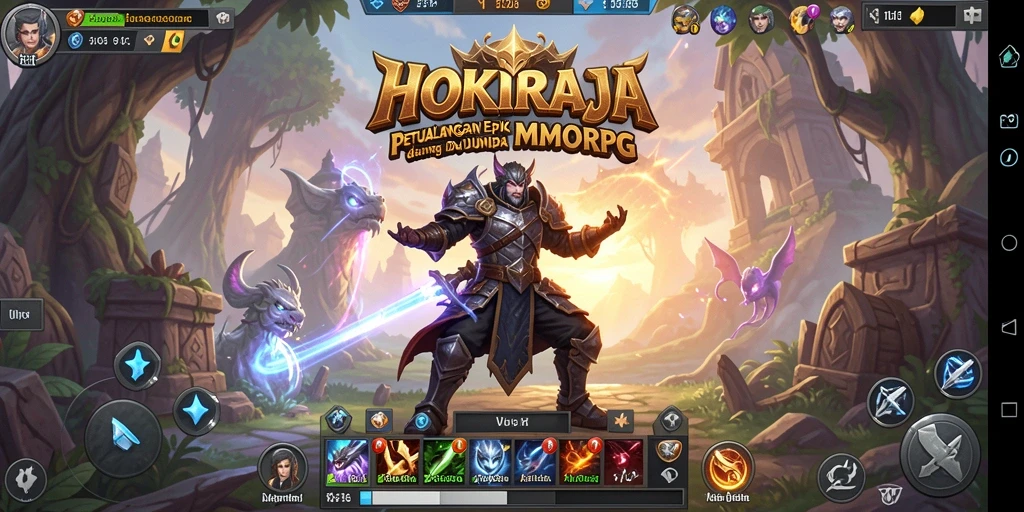 Screenshot HOKIRAJA menampilkan aksi pertempuran seru dalam dunia MMORPG.