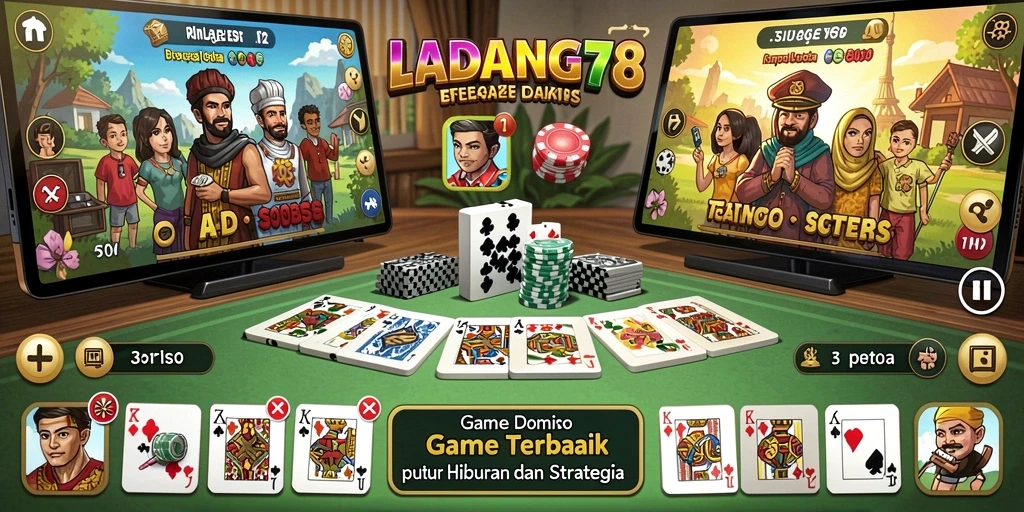 Screenshot LADANG78 menampilkan permainan Domino yang seru dan interaktif.