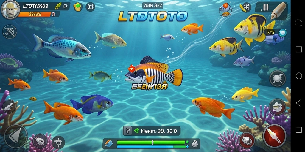 Tampilan gameplay menarik LTDTOTO saat menangkap ikan.