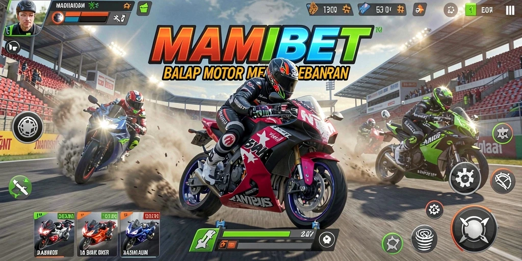 Tangkapan layar gameplay MAMIBET yang penuh aksi balap motor.