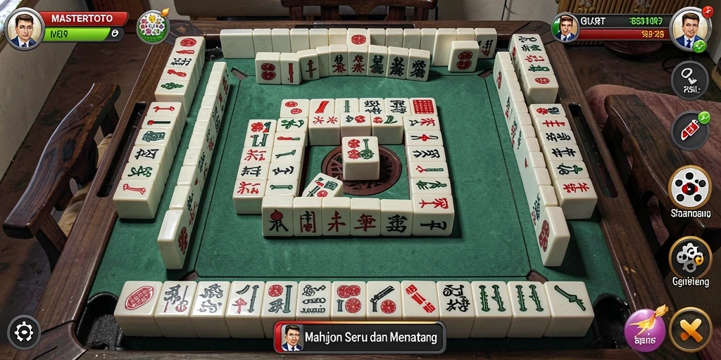 Tampilan gameplay MASTERTOTO yang menarik dengan desain bongkah Mahjong.