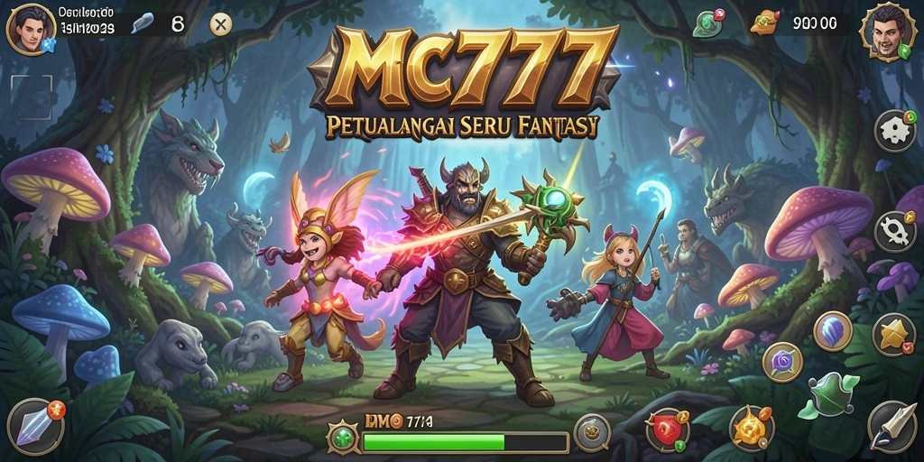 Tangkapan layar MC777 menampilkan suasana petualangan yang epik dan menawan.