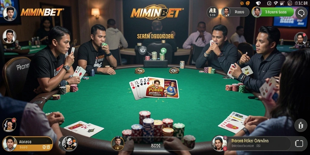Screenshot gameplay MIMINBET menampilkan aksi seru permainan poker.