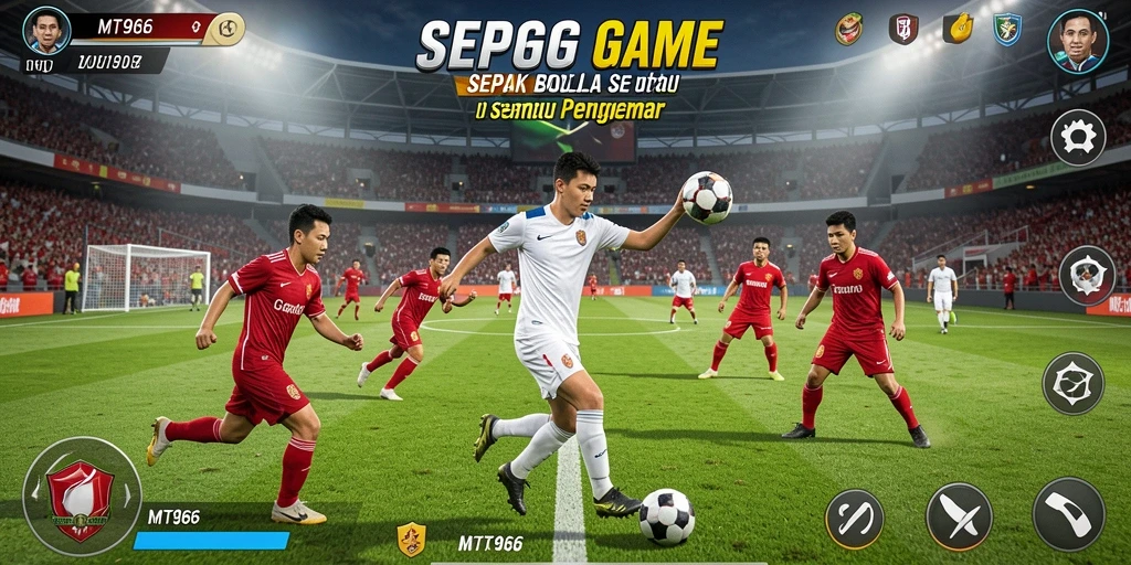 Tampilan gameplay seru dari MT966 dengan aksi sepak bola yang mendebarkan.