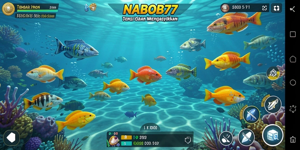 Tampilan gameplay seru di NABOB77 saat menangkap ikan.