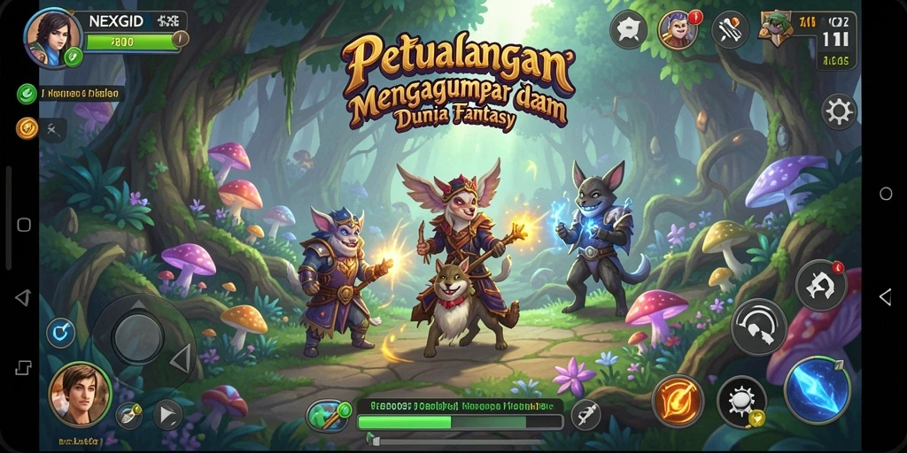 Screenshot NEXGID menampilkan karakter utama dalam aksi petualangan yang seru.