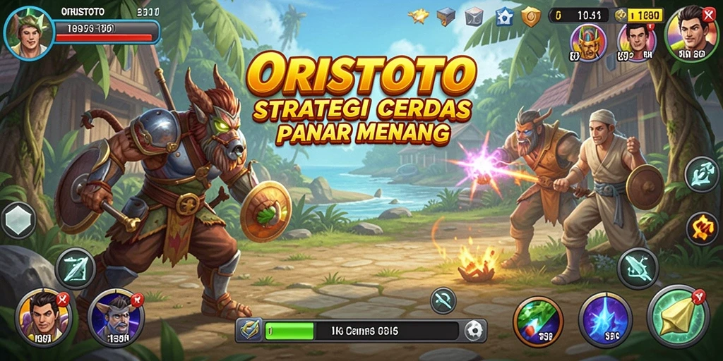 Tampilan gameplay mendalam dari ORISTOTO dengan strategi yang kompleks.