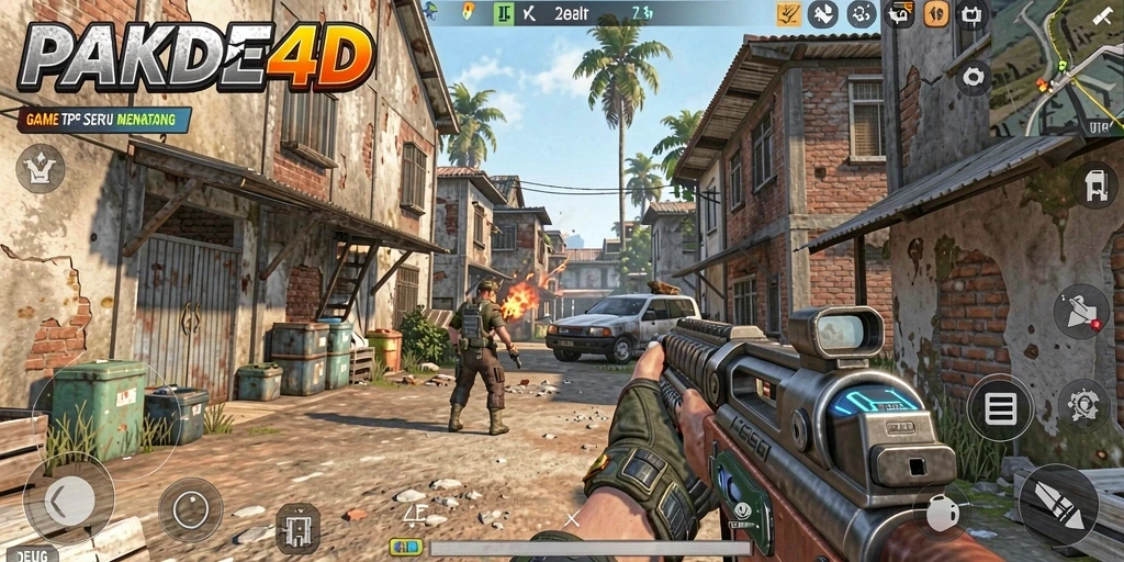 Tangkapan layar dari gameplay PAKDE4D yang menegangkan dan penuh aksi.