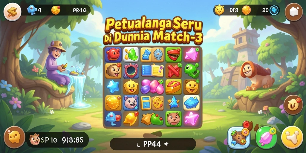 Gameplay seru PP444 dalam genre Match-3 dengan grafis menarik.