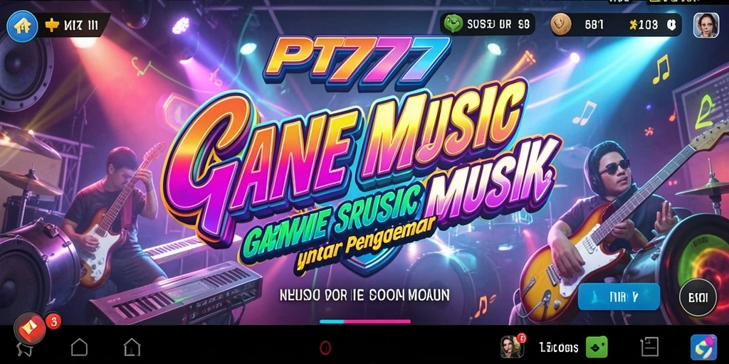 Screenshot utama PT777 menampilkan pengalaman gameplay musik yang menyenangkan.