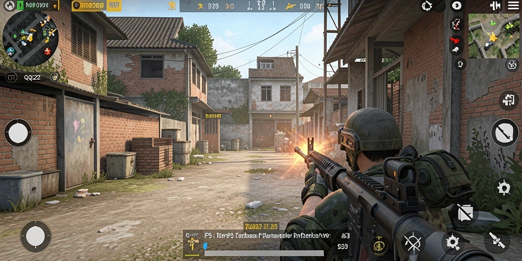Screenshot gameplay QQ222 dengan aksi tembak menembak yang seru.