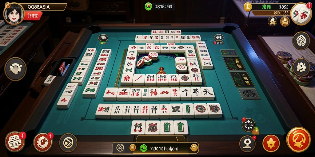 Screenshot gameplay QQ88ASIA menampilkan aksi menarik dalam permainan Mahjong.