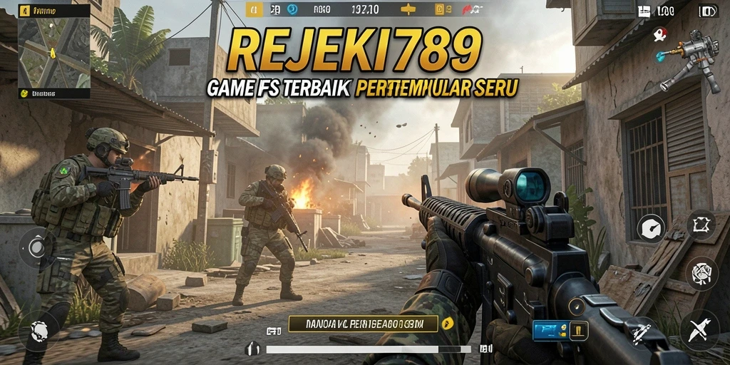 Screenshot menunjukkan aksi intens pertempuran dalam REJEKI789.