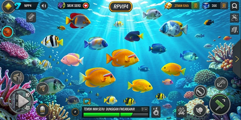 Tampilan gameplay RPVIP4 yang menegangkan saat menembak ikan.