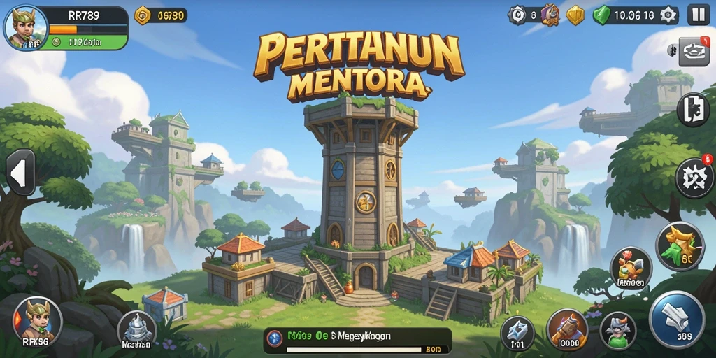 Screenshot gameplay RR789 menampilkan pertarungan strategi Tower Defense yang intens.