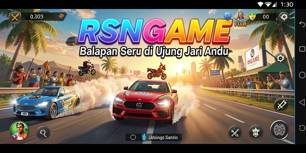 Gameplay RSNGAME yang menegangkan dengan aksi balapan cepat.
