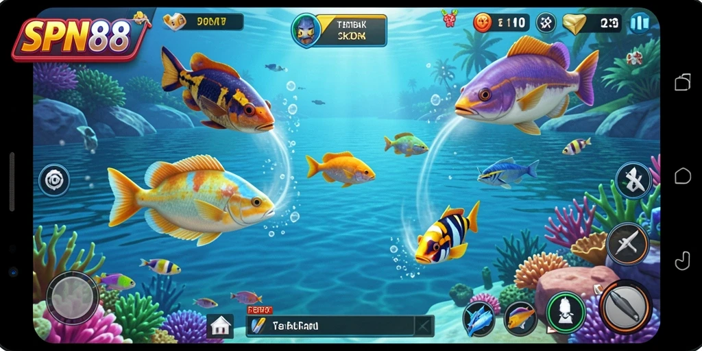 Tampilan menakjubkan dari gameplay Tembak Ikan di SPN88.
