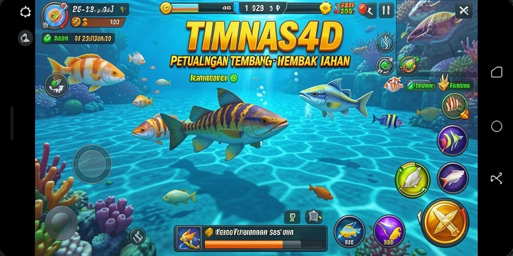 Tampilan gameplay seru saat menembak ikan di TIMNAS4D.