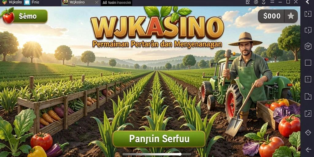 Tangkapan layar gameplay WJKASINO menampilkan aktivitas bertani yang seru dan beragam.